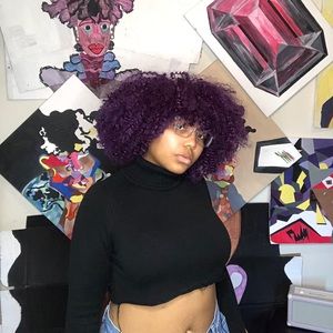 Cropped black knit turtleneck